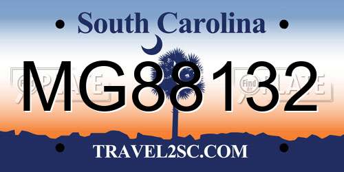 MG88132 South Carolina License Plate