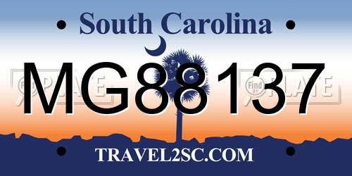 MG88137 South Carolina License Plate