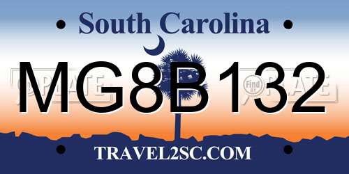 MG8B132 South Carolina License Plate