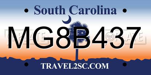 MG8B437 South Carolina License Plate