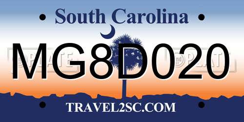 MG8D020 South Carolina License Plate