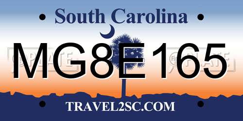 MG8E165 South Carolina License Plate