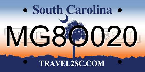 MG8O020 South Carolina License Plate