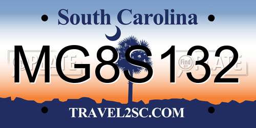 MG8S132 South Carolina License Plate