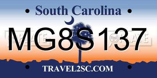 MG8S137 South Carolina License Plate