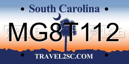 MG8T112 South Carolina License Plate
