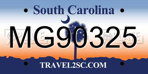MG90325 South Carolina License Plate