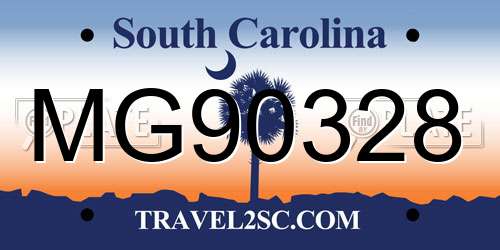 MG90328 South Carolina License Plate