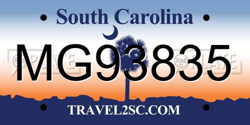 MG93835 South Carolina License Plate