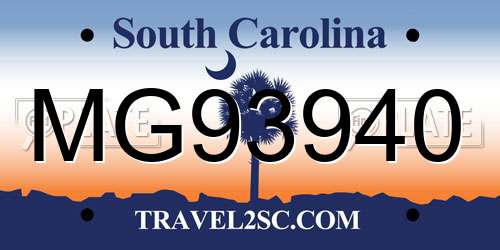 MG93940 South Carolina License Plate
