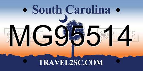 MG95514 South Carolina License Plate