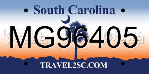 MG96405 South Carolina License Plate