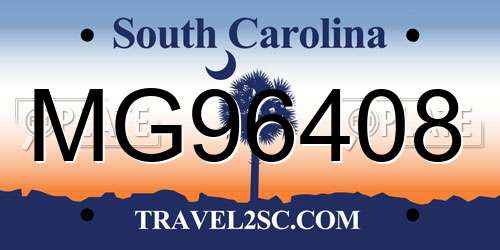 MG96408 South Carolina License Plate