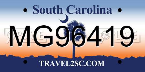 MG96419 South Carolina License Plate