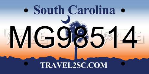 MG98514 South Carolina License Plate
