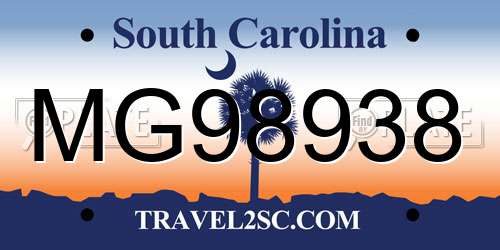 MG98938 South Carolina License Plate