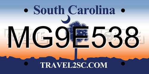 MG9E538 South Carolina License Plate