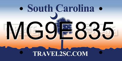 MG9E835 South Carolina License Plate