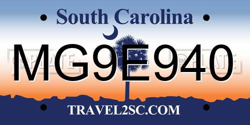 MG9E940 South Carolina License Plate