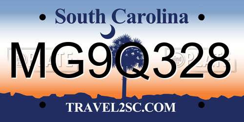 MG9Q328 South Carolina License Plate