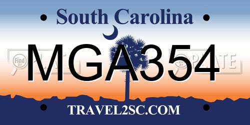 MGA354 South Carolina License Plate
