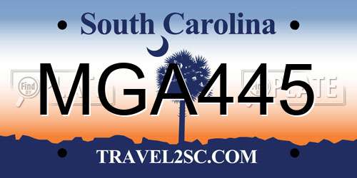 MGA445 South Carolina License Plate