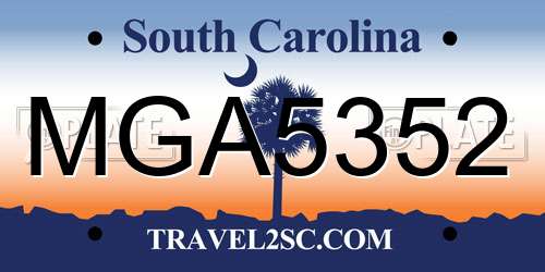 MGA5352 South Carolina License Plate