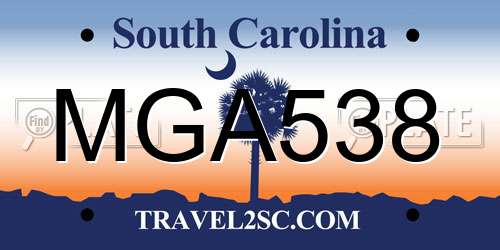 MGA538 South Carolina License Plate