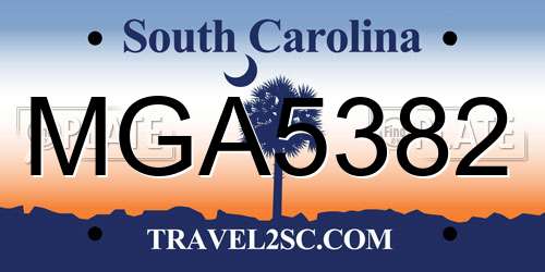 MGA5382 South Carolina License Plate