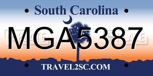 MGA5387 South Carolina License Plate
