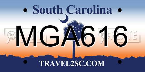 MGA616 South Carolina License Plate