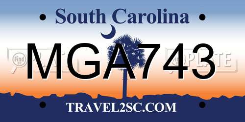 MGA743 South Carolina License Plate