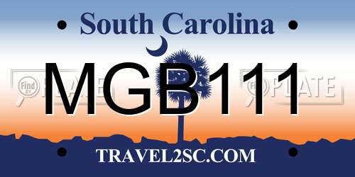 MGB111 South Carolina License Plate