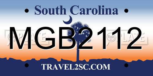 MGB2112 South Carolina License Plate