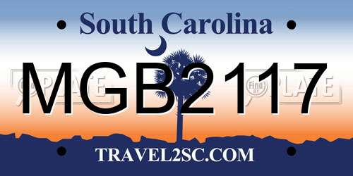 MGB2117 South Carolina License Plate