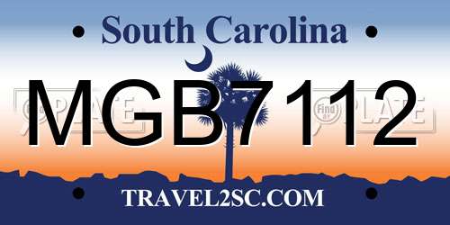 MGB7112 South Carolina License Plate