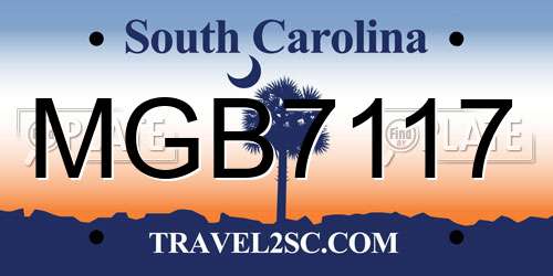 MGB7117 South Carolina License Plate