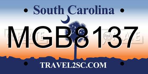 MGB8137 South Carolina License Plate