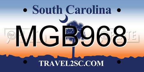 MGB968 South Carolina License Plate