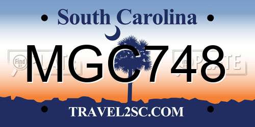 MGC748 South Carolina License Plate