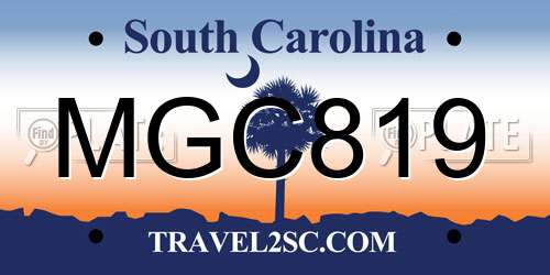 MGC819 South Carolina License Plate
