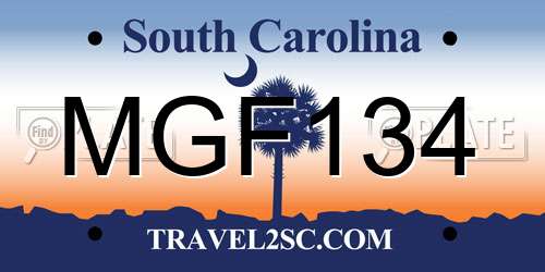 MGF134 South Carolina License Plate