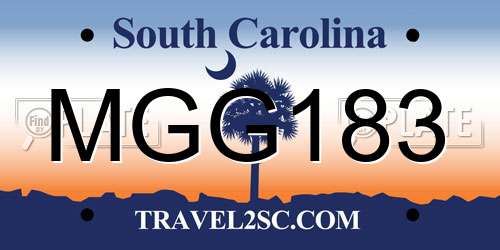 MGG183 South Carolina License Plate