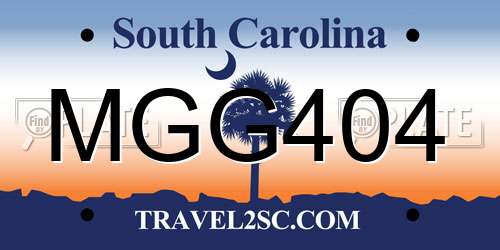 MGG404 South Carolina License Plate