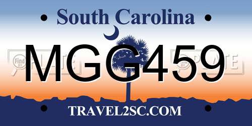 MGG459 South Carolina License Plate