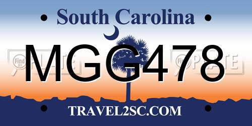 MGG478 South Carolina License Plate
