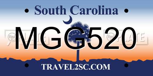 MGG520 South Carolina License Plate