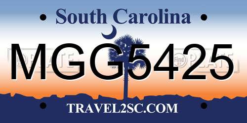 MGG5425 South Carolina License Plate