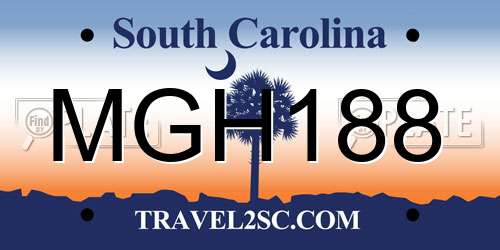 MGH188 South Carolina License Plate