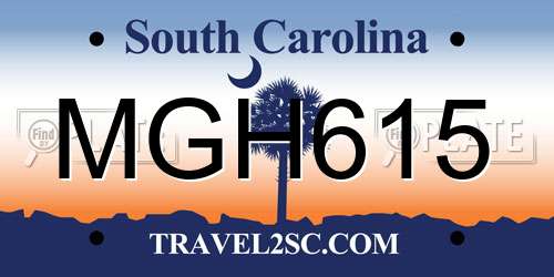 MGH615 South Carolina License Plate